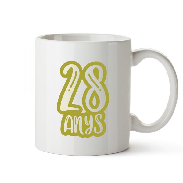 Tassa amb missatge d'aniversari "28 anys"